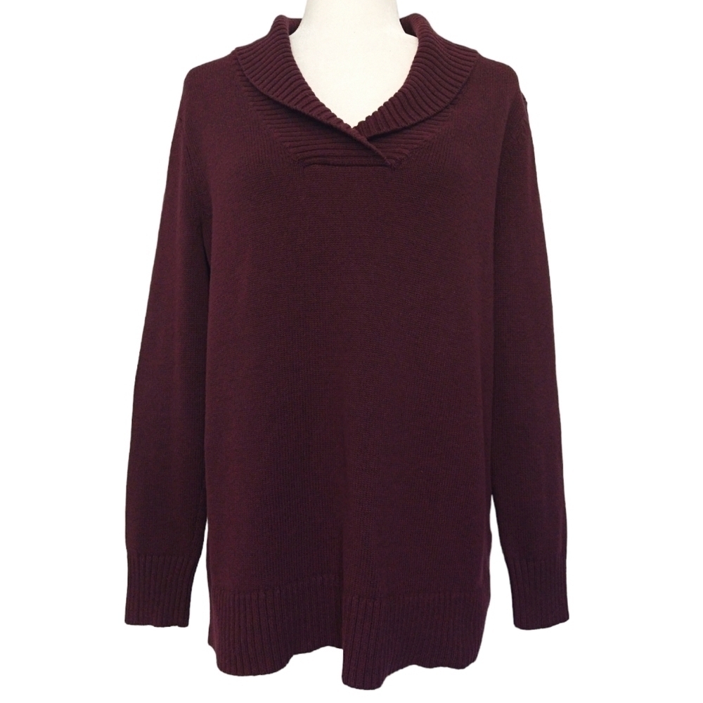 Market & Spruce Stitch Fix Vaolla Burgundy Shawl Collar Pullover Sweater Cozy